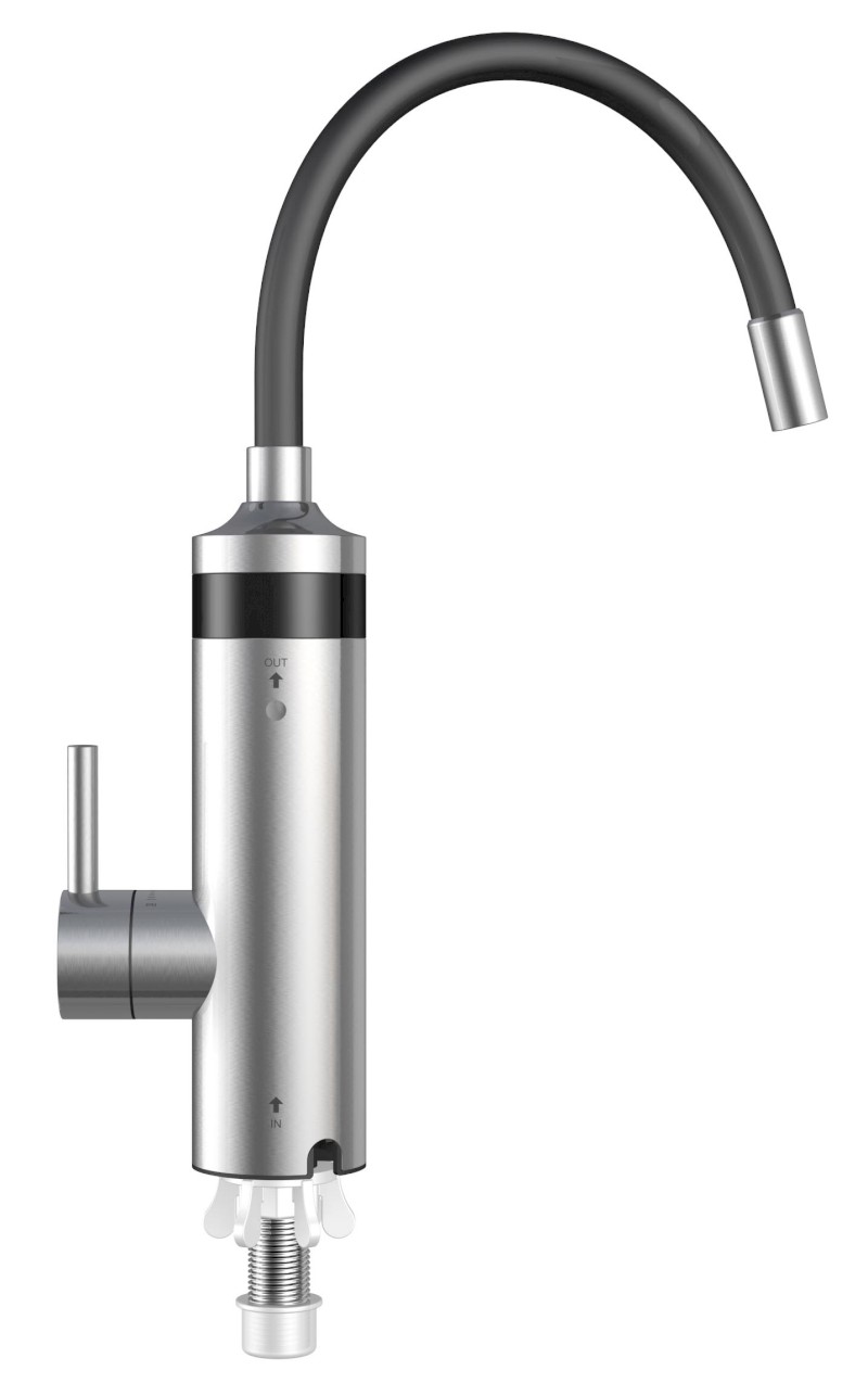 TON elektrická vodovodní baterie s průtokovým ohřívačem vody, flexi ramínko, 230V, 3kW, černá/nerez 211085