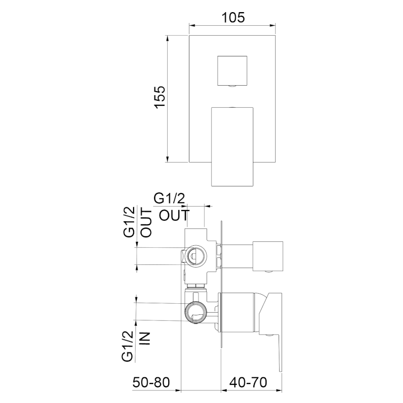 SPECTRE podomítková sprchová baterie, 3 výstupy, chrom 1102-77