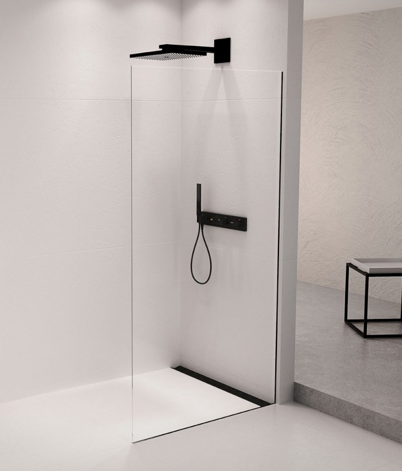 ARCHITEX sada pro neviditelné uchycení skla, podlaha-stěna, 1610x2105mm, černá mat AL2116B