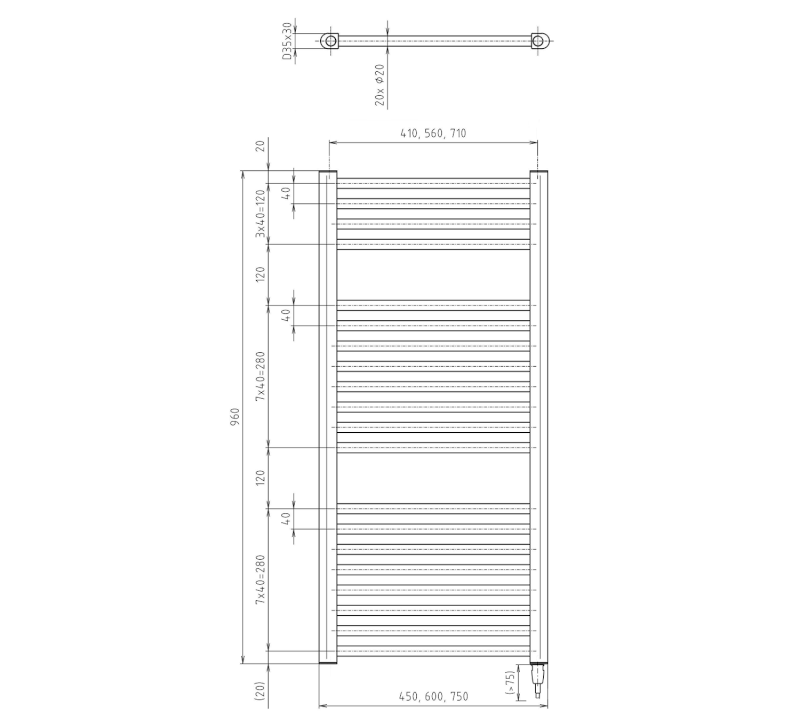 DIRECT-E elektrické otopné těleso rovné 450x960 mm, 300 W, černá ILE94TB