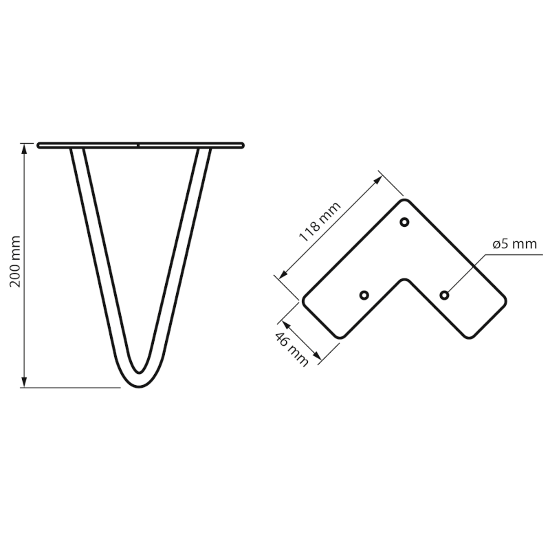 Nábytková nožička, výška 200mm, černá mat 30387