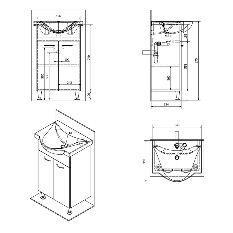 KERAMIA FRESH umyvadlová skříňka 51,1x74x34cm, dub platin 50058