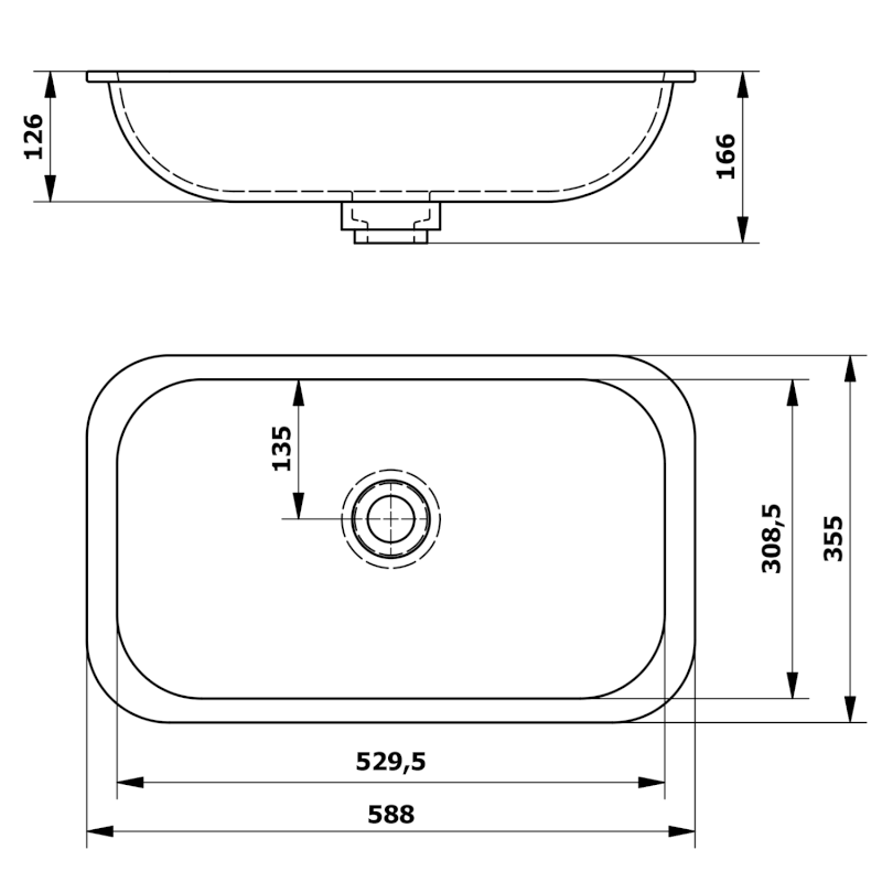 IMPALA umyvadlo pod desku, Rockstone, 58,8x35,5cm, bílá mat IM540