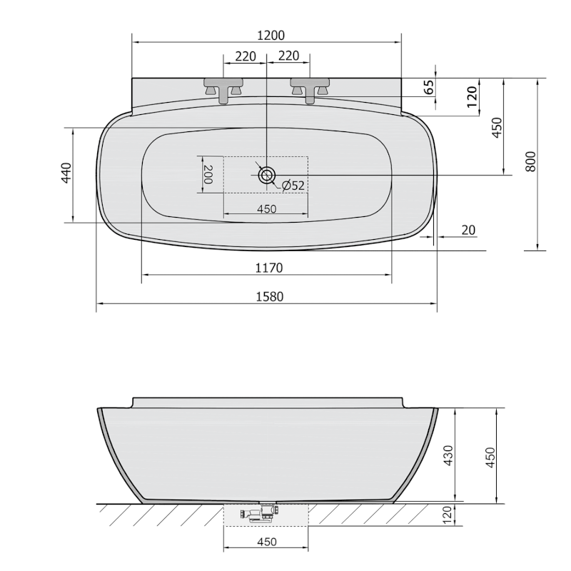 NIGRA volně stojící vana litý mramor 158x80x45cm, bílá 82511