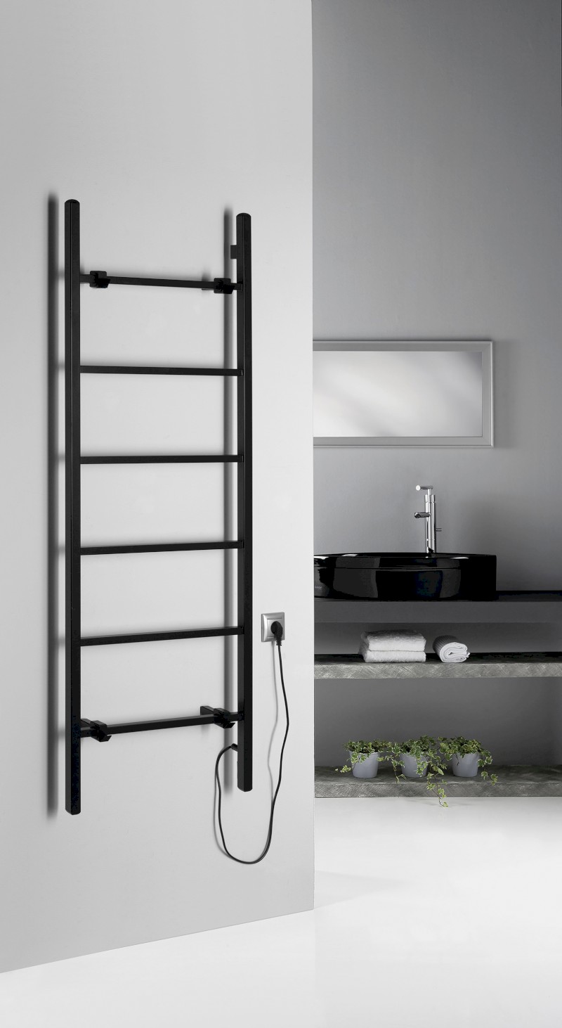 BARBO elektrický sušák ručníků, hranatý, 600x1600mm, 160 W, černá mat BB906