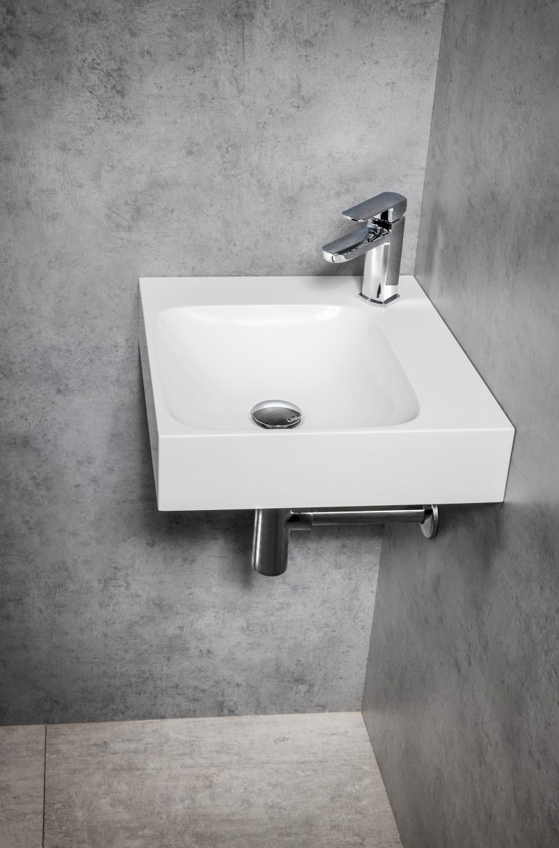 EMONA umyvadlo rohové, litý mramor, 40x40cm, bílá EN040R