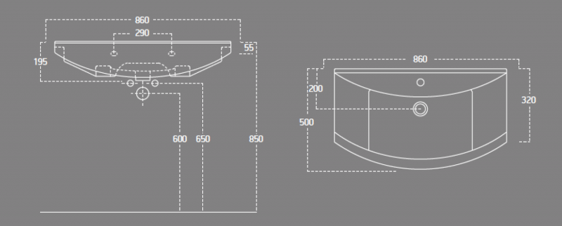 ZERO 86 keramické umyvadlo nábytkové 86x50cm, bílá 6085