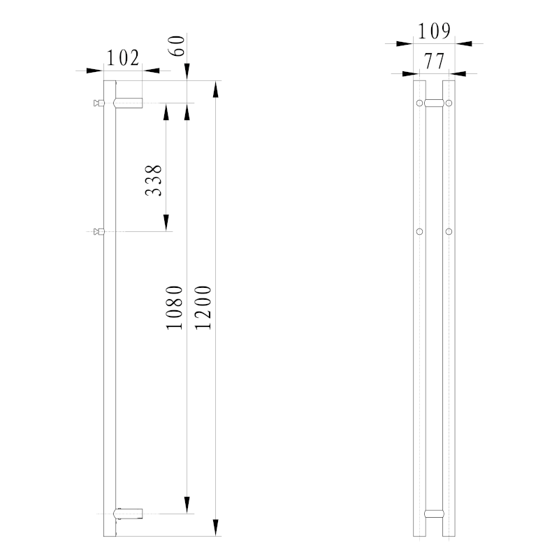 PAPINADO elektrický sušák ručníků 109x1200mm, 40W, černá mat ER340