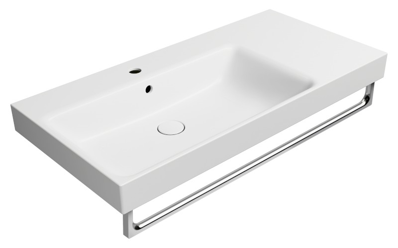 NUBES keramické umyvadlo 100x50cm, s odkládací plochou vpravo, bílá mat 9627109