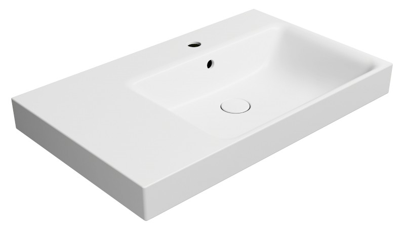 NUBES keramické umyvadlo 80x50cm, s odkládací plochou vlevo, bílá mat 9630109