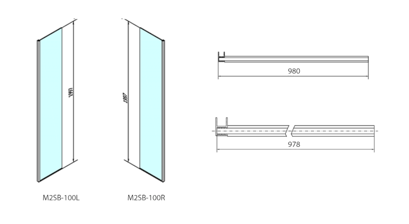 MODULAR SHOWER pevný panel k instalaci na stěnu modulu MS2, 1000 mm, pravý MS2B-100R