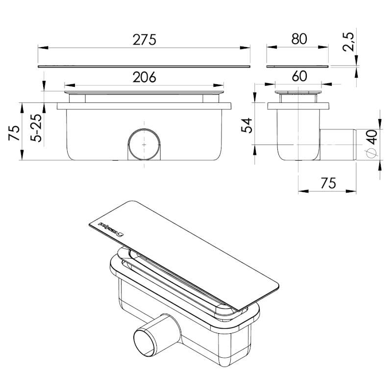 KAZUKO vaničkový sifon, DN40, krytka zlato 26357
