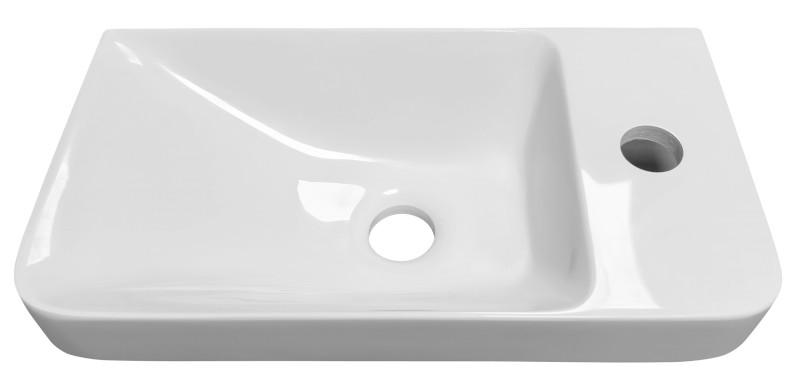 ZORBA umývátko 40x22cm, litý mramor, baterie vpravo, bílá ZB402