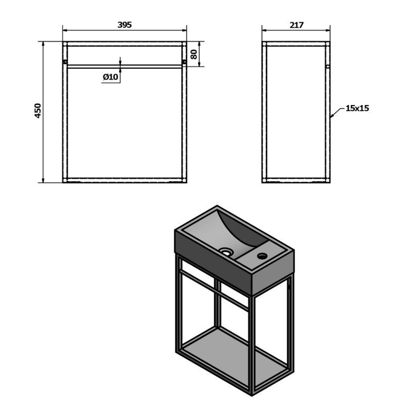 CREST konzole s policí, 39,5x45x21,7cm, bílá mat AR502