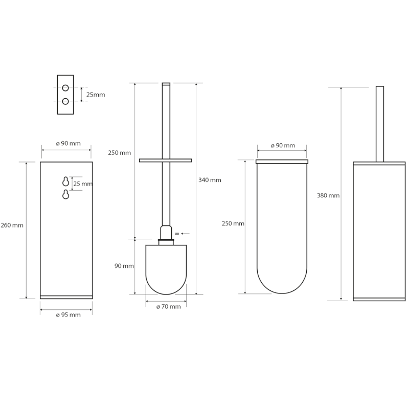 X-STEEL WC štětka závěsná/na postavení, nerez mat XS300