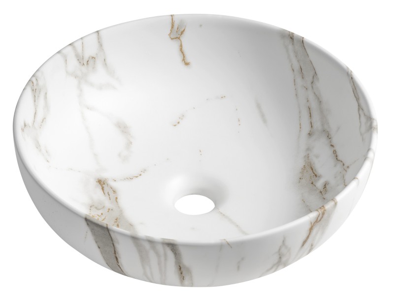 RONDANE keramické umyvadlo na desku Ø 41cm, bianco carrara AR435BC