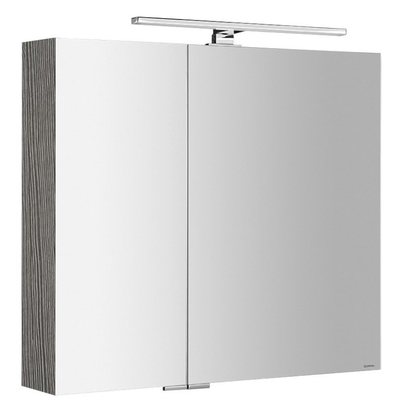 MIRRÓ galerka s LED osvětlením, 80x70x16cm, dub stříbrný MC080-0011