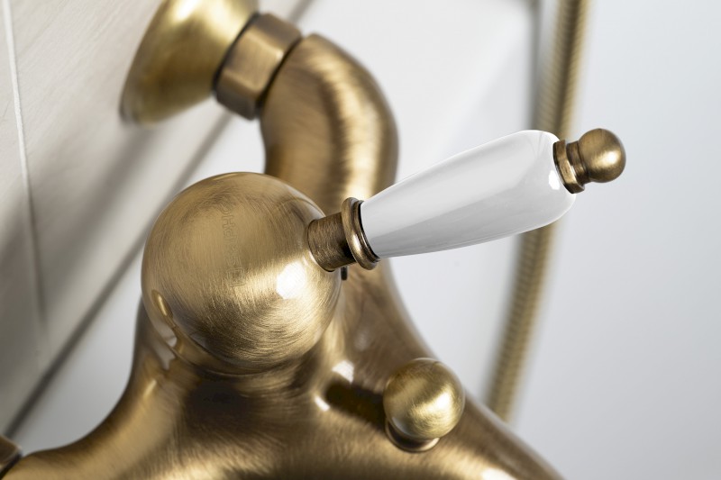 KIRKÉ WHITE nástěnná vanová baterie, bílá páčka, bronz KI10BB