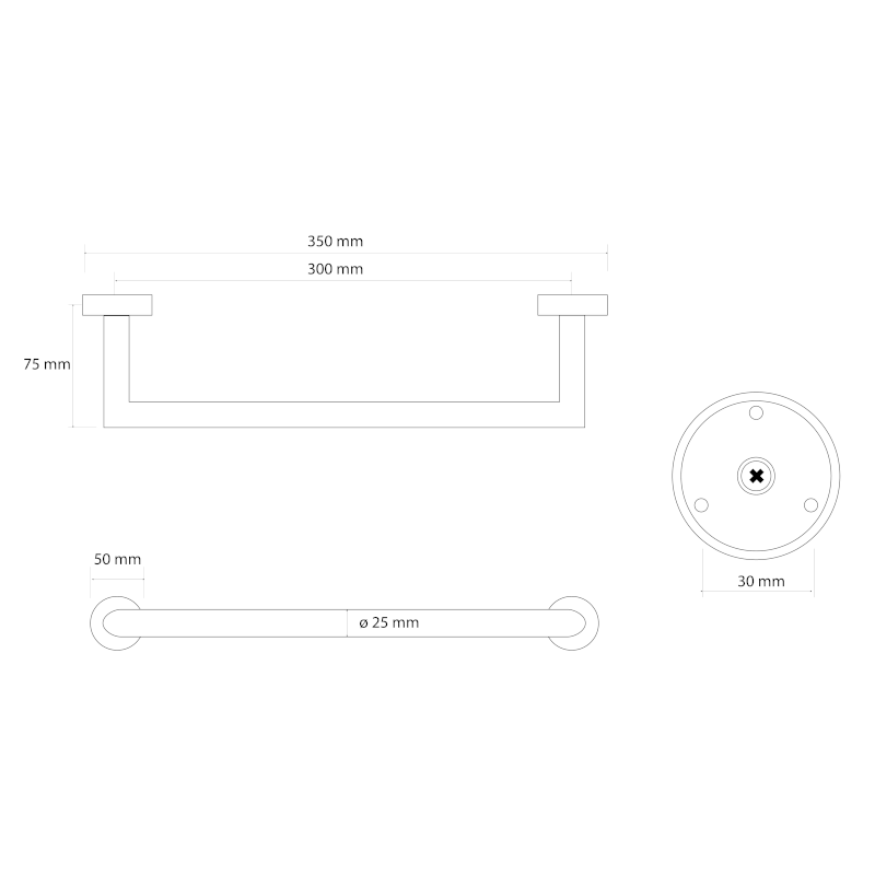 X-ROUND GOLD držák ručníků 300mm, zlato mat XR400GB