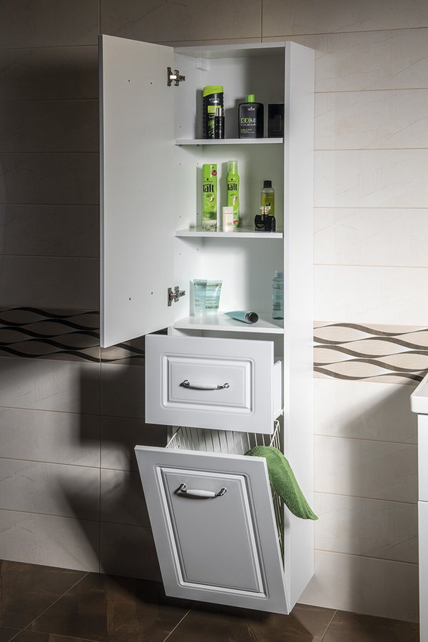 FAVOLO vysoká skříňka košem 40x184x31cm, bílá mat FV180