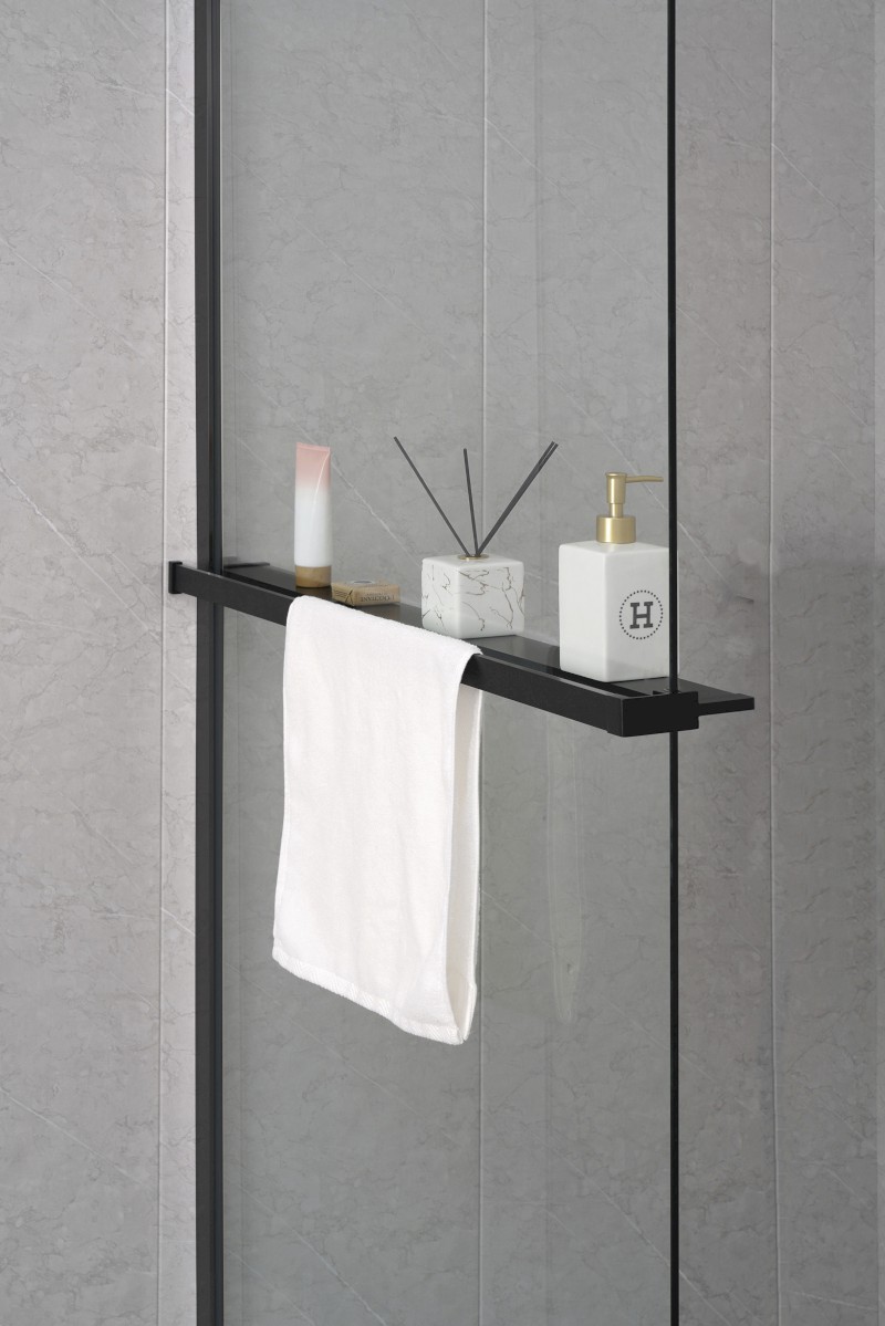 Police zkracovatelná na Walk-in zástěnu 60-140cm, černá mat EG1425