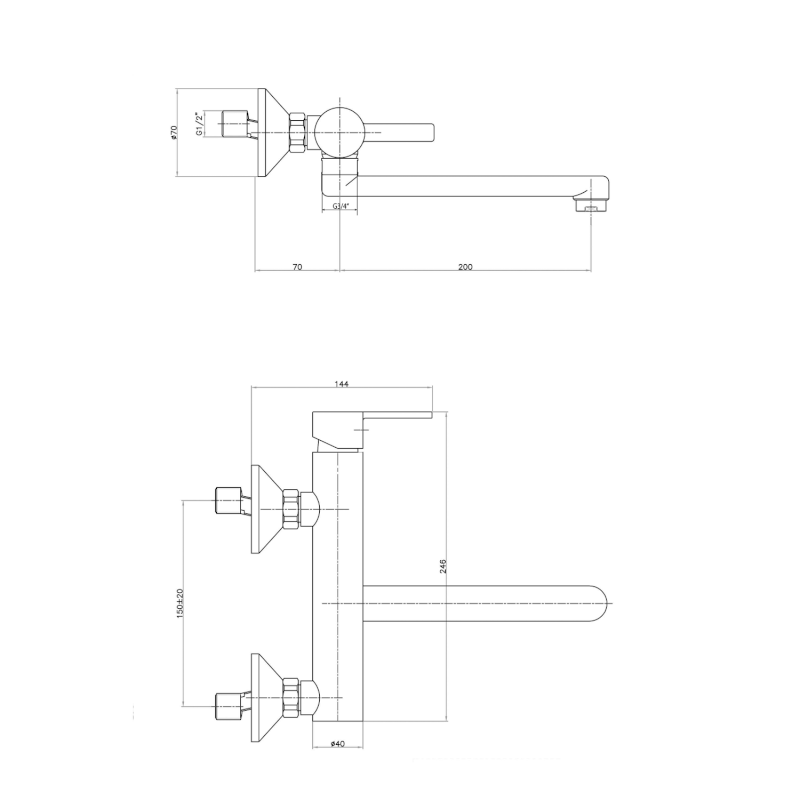 ESPADA nástěnná dřezová baterie, chrom ES15