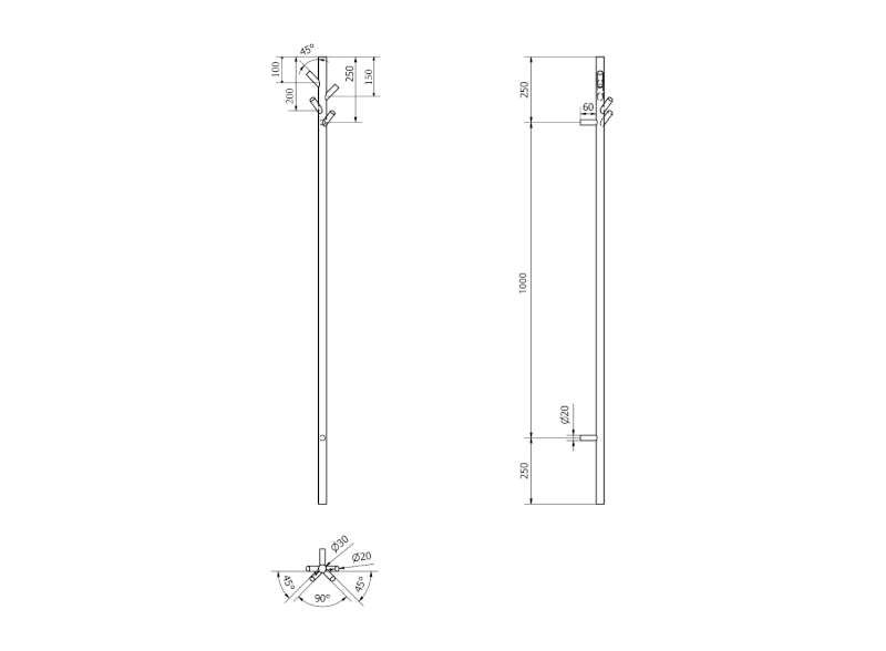 PASADOR elektrický sušák ručníků, kulatý, 150x1500 mm, 30 W, zlatá mat ER175GB