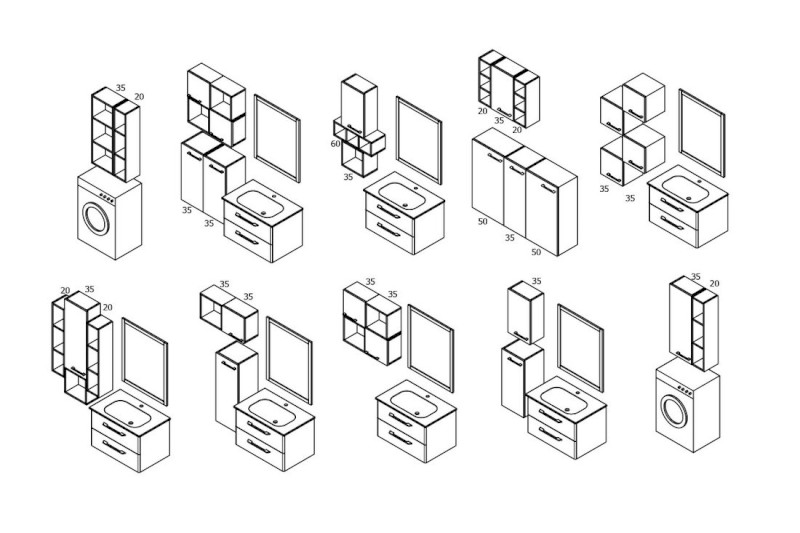 ESPACE otevřená policová skříňka 35x35x22cm, dub stříbrný ESC150-1111