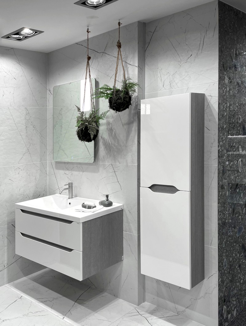 WAVE skříňka vysoká 40x140x20cm, levá/pravá, bílá/dub alabama WA250-3022