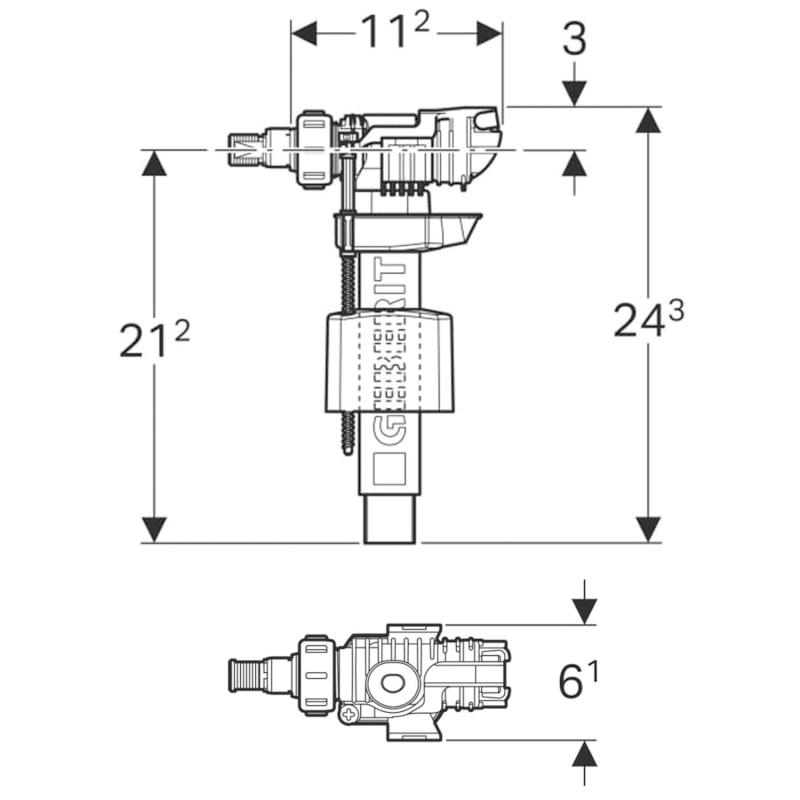 GEBERIT napouštěcí ventil, boční, 3/8