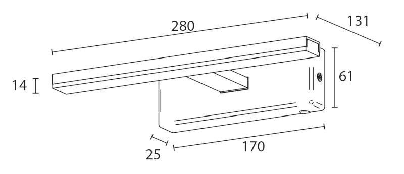 ESTHER LED nástěnné svítidlo, 6 W, 280x62x131 mm, IP44, chrom E26374CI