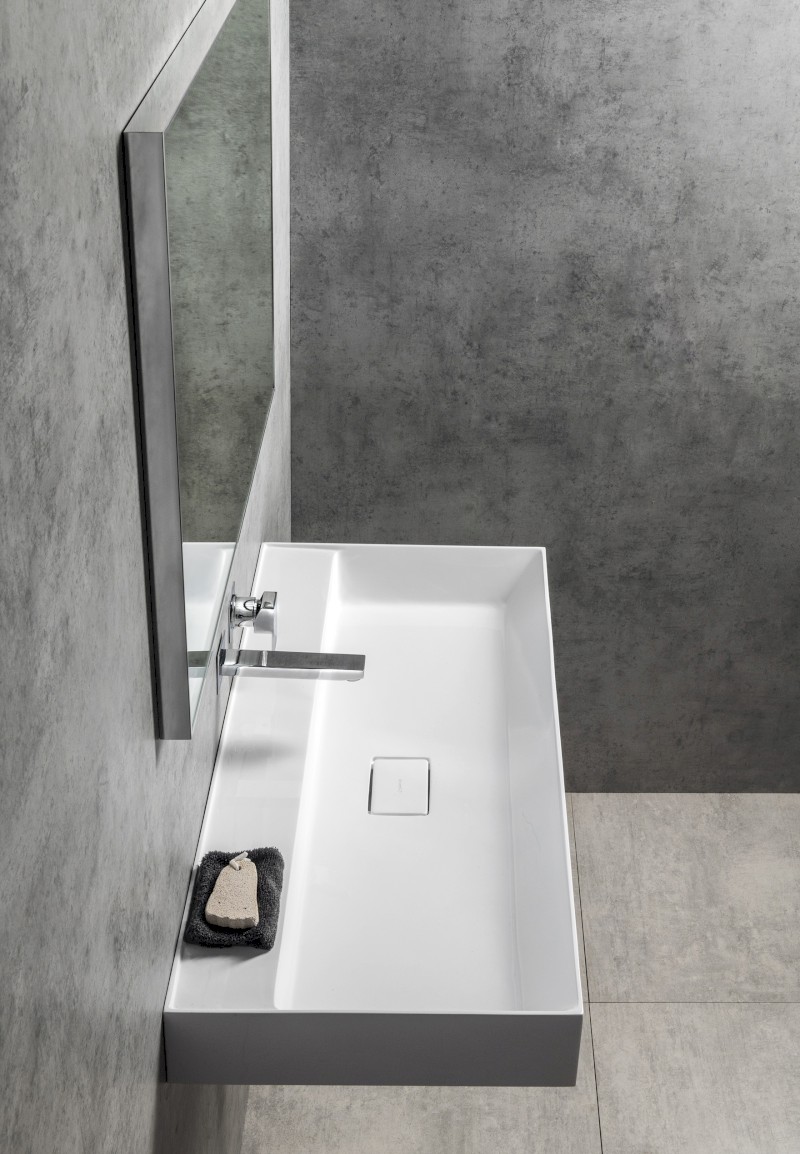 GODIVA umyvadlo, litý mramor, 96x44cm, bez otvoru, bílá GU096-0