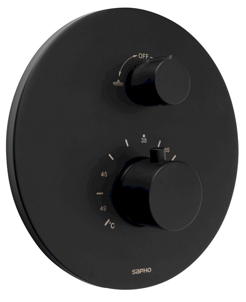 Podomítková sprchová termostatická baterie, box, 2 výstupy, černá mat RH396B