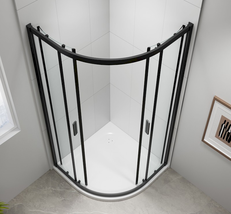 EASY BLACK čtvrtkruhová sprchová zástěna 900x900mm, L/R, čiré sklo EL2615B