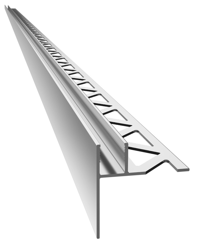 ARCHITEX sada pro uchycení skla podlaha-stěna se spádovou lištou, 1615x2105mm, levá, leštěný hliník AX2116L