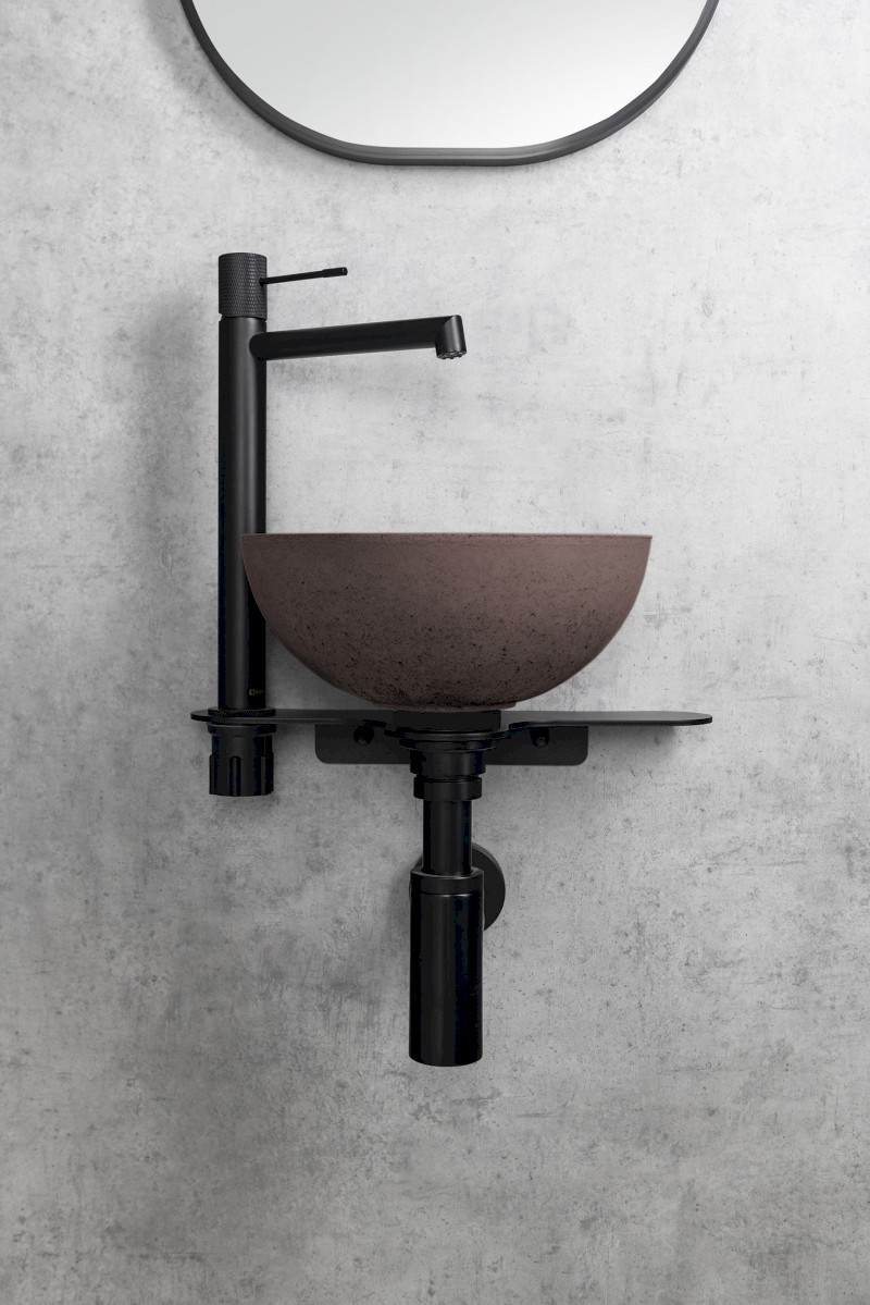MINOR betonové umývátko na desku, Ø 26cm, tmavě hnědá mat MR26015