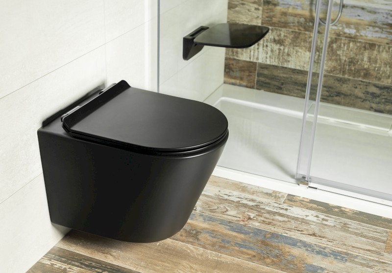 PACO závěsná WC mísa, Rimless, 36x53cm, černá mat PZ1012WRB
