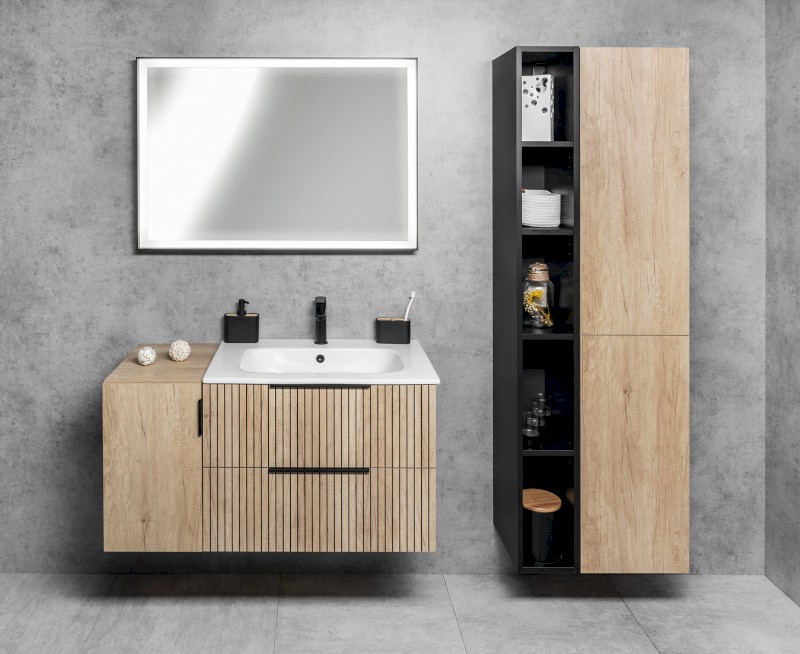 SORT zrcadlo s LED osvětlením 100x70cm, černá mat ST100