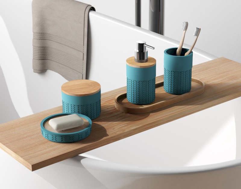 THEA dávkovač mýdla na postavení, zelená/bambus TH8047