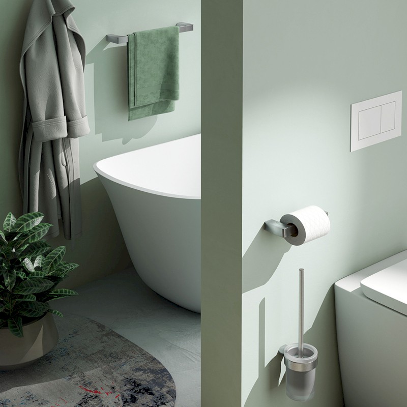 PIRENEI WC štětka závěsná, mléčné sklo, chrom PI330313