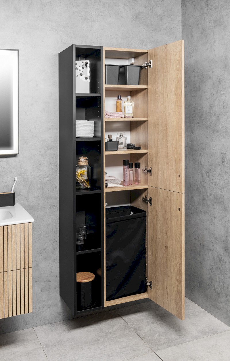 Prádelní koš do skříně 310x570x230mm, suchý zip, černá UPE600B