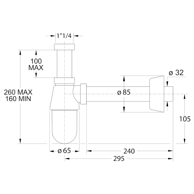 THERMOTRAP umyvadlový sifon, 5/4