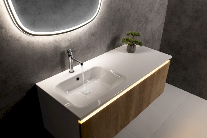 ARECA umyvadlo, litý mramor, 101x51,5cm, levé, bílá AC101L