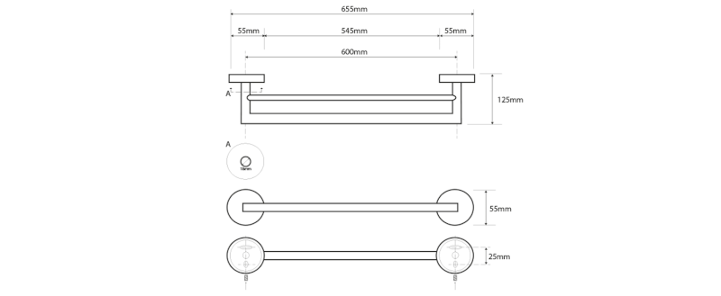 X-STEEL dvojitý držák ručníků 600mm, nerez mat XS403