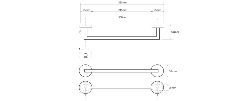 X-STEEL držák ručníků 300mm, nerez mat XS400