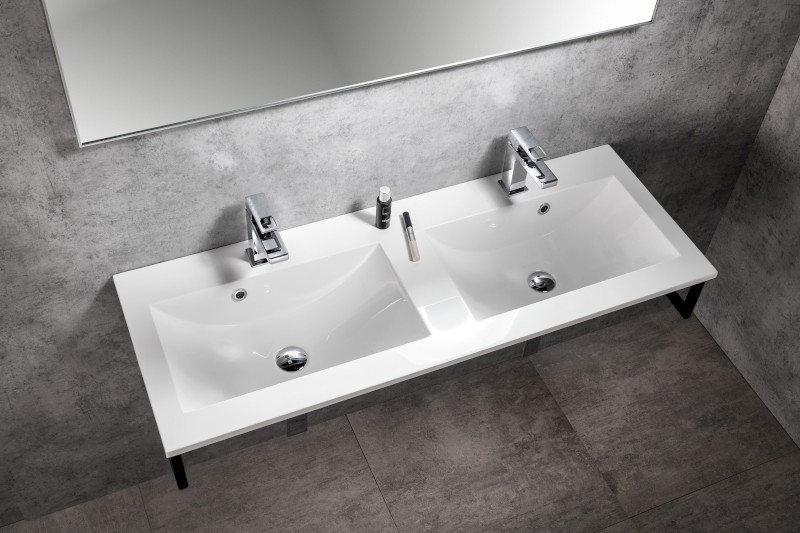 YUKON dvojumyvadlo, litý mramor, 120x45cm, bílá YU120