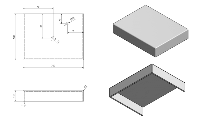 TAILOR rockstone deska 70x50 cm, provedení límce C TR070C