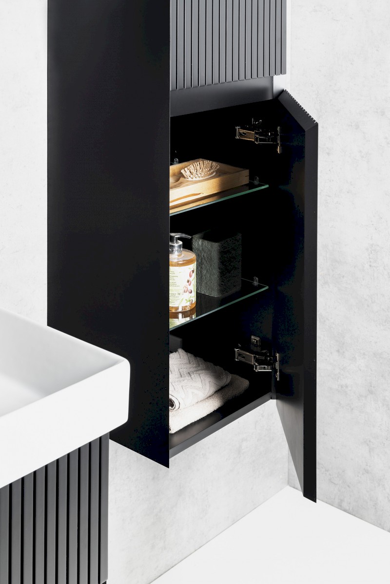 FILENA vysoká skříňka 35x140x30cm, černá mat strip FID3540BS