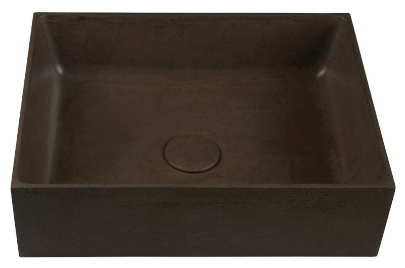 FORMIGO betonové umyvadlo na desku, 47,5x36,5cm, tmavě hnědá mat FG115