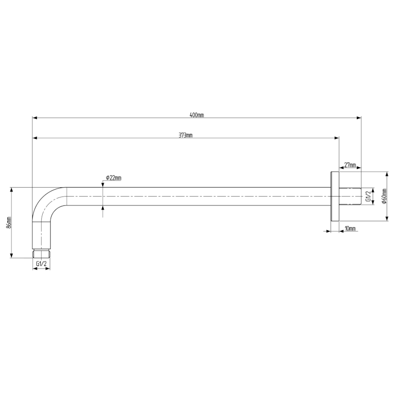 Sprchové ramínko kulaté, 400mm, černá mat SL103